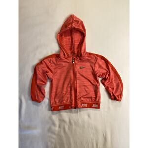 Nike Dri-FIT Baby Toddler Hooded Jacket Red Orange 18M Lightweight Full Zip